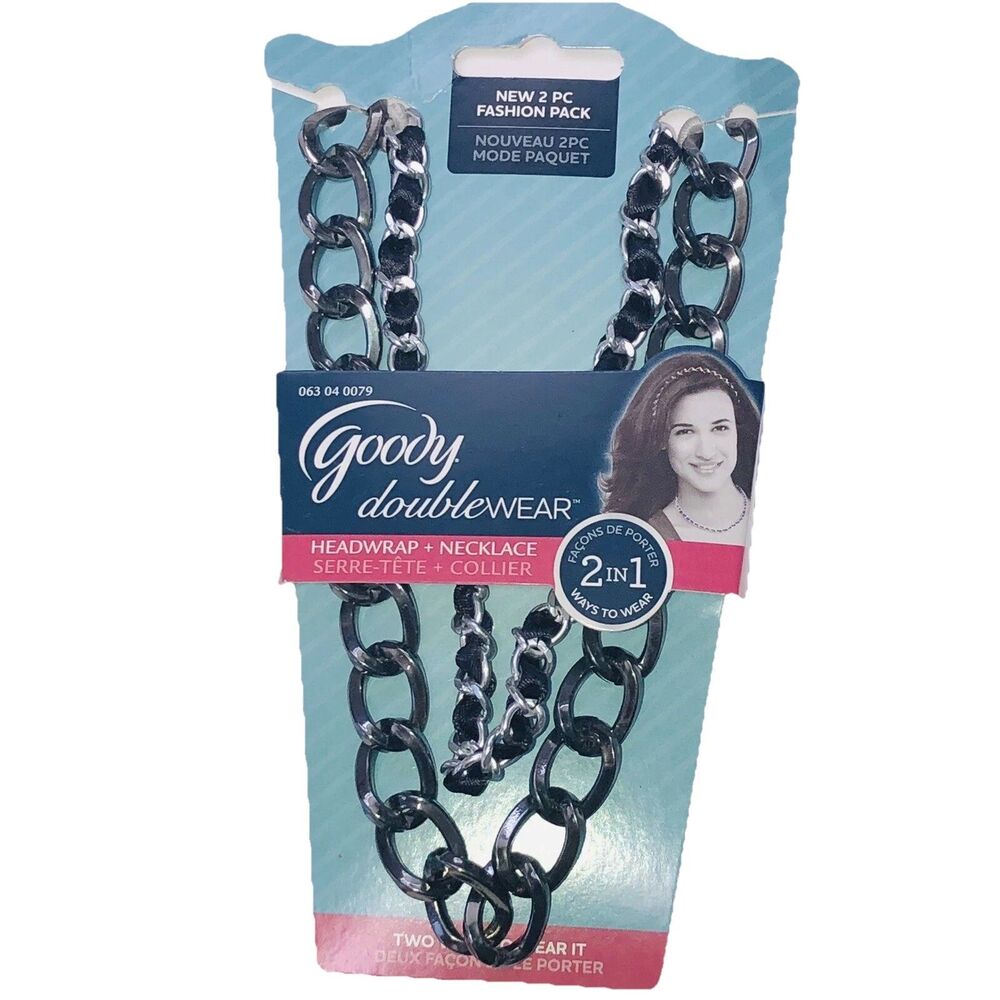 Goody Doublewear Black Black Chain 2 In 1 Headwrap Necklace NIP
